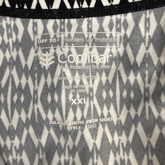 Coolibar Women's XXL Black/White Island Ruche Swim Shirt Tunic Length UPF 50+ - Picture 5 of 7